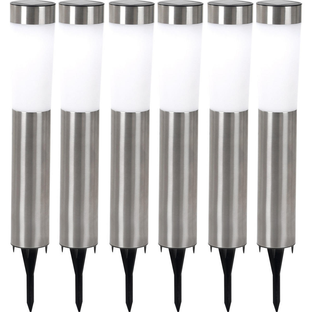 LED AUSSENLEUCHTE Edelstahl Silber 6er Set - Silberfarben, Metall (7.5/7.5/56cm) - Globo Lighting