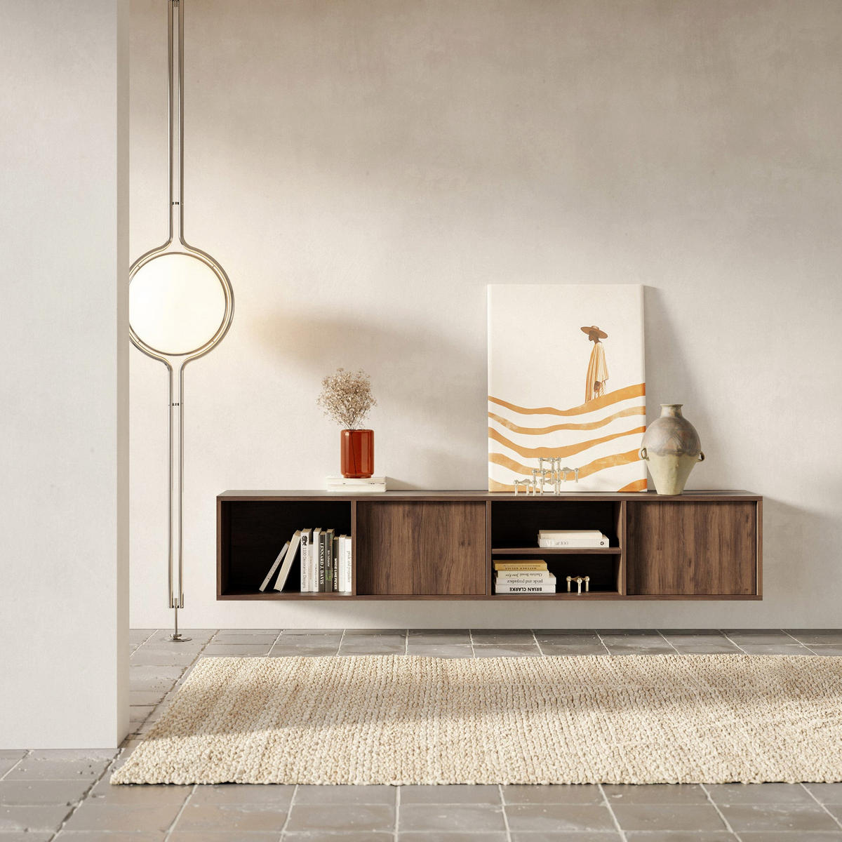 TV-STOLÍK Sanva Orech warmia 200 cm - tmavohnedá, kompozitné drevo (200/40/35cm) - Selsey
