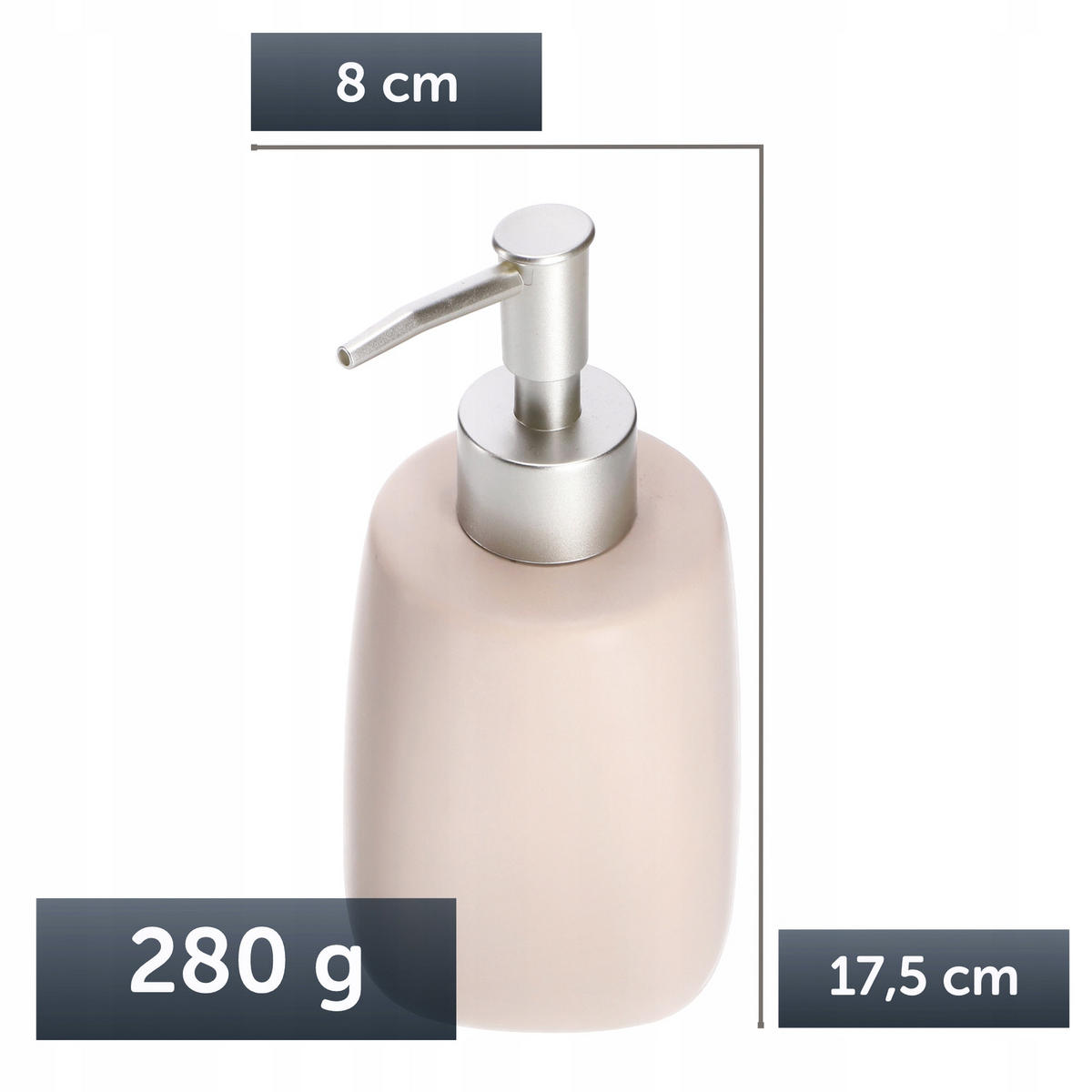 SEIFENSPENDER mit Pumpe 400 ml, beige - Beige, Keramik (8/18cm) - KADAX