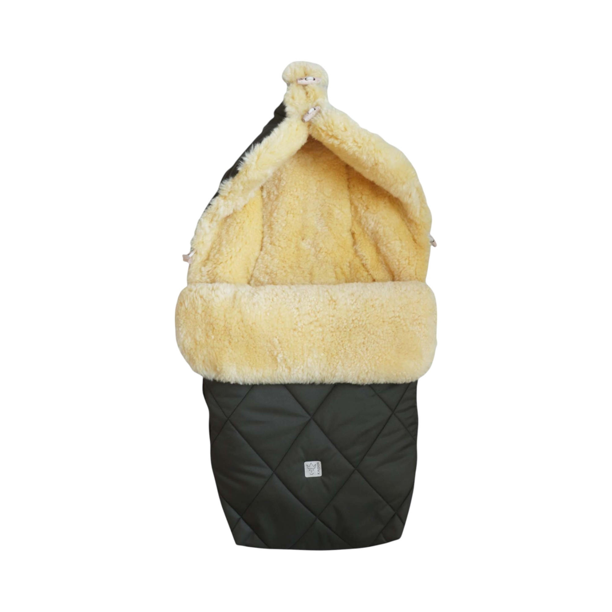 LAMMFELL-FUSSSACK Coosy, kaki - Waldgrün, Fell (45/85cm) - Kaiserbaby