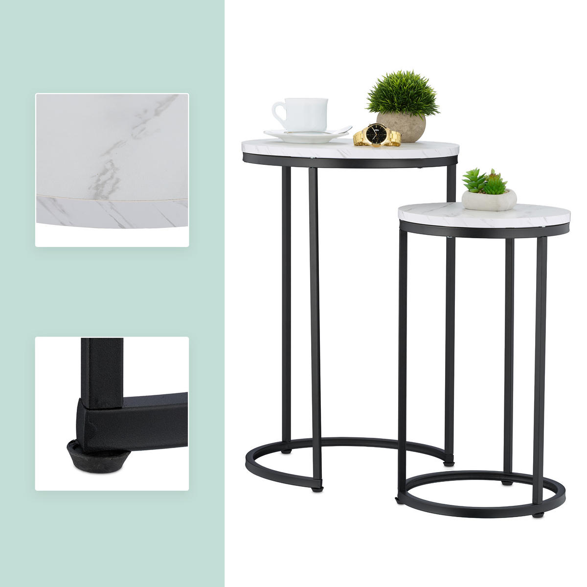 SATZTISCH-SET 2-tlg. - Multicolor, Holzwerkstoff/Kunststoff (40/40/61.5cm) - Relaxdays