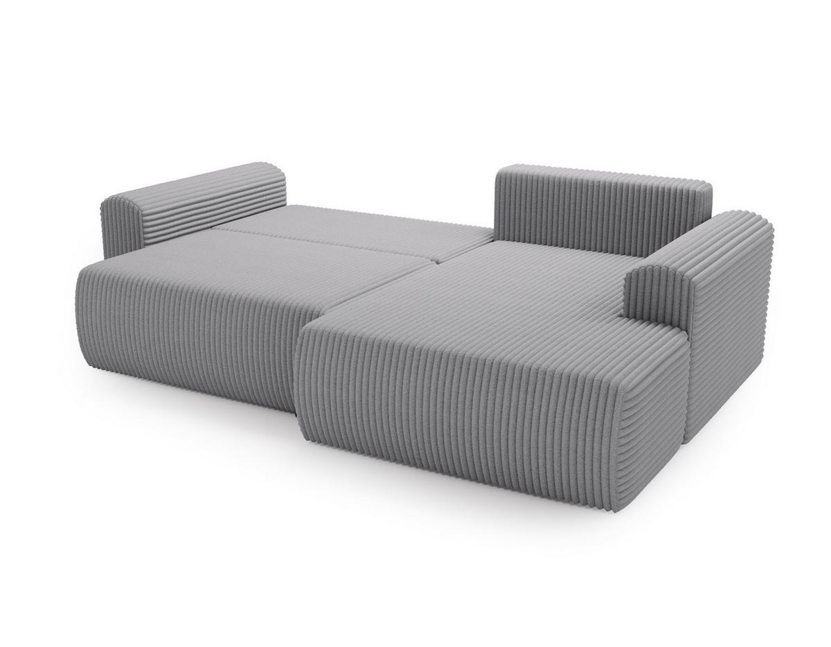 ECKSOFA Linea Hellgrau, Sofa mit Schlaffunktion, rechte seite - Hellgrau, Holzwerkstoff/Textil (257/177cm) - Bettso