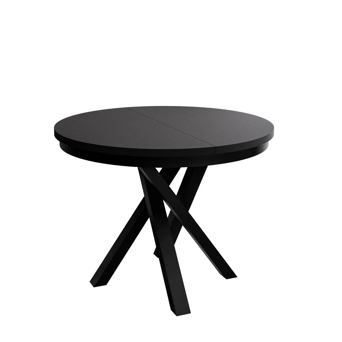 Ausziehbarer Esstisch LUMI, Schwarz - Schwarz, Holzwerkstoff (100/100/75cm) - Lookway