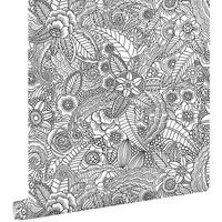 TAPETE Blumenzeichnungen 53 cm x 10.05 m - Schwarz, Papier (53/1000cm) - ESTAhome