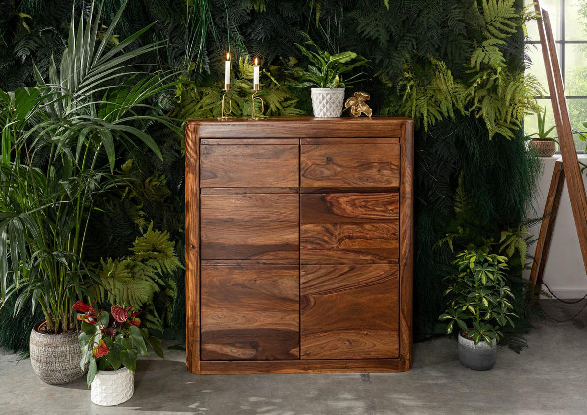 KOMMODE Sheesham 100x37x111 walnuss gewachst TORONTO #238 - Walnussfarben, Holzwerkstoff (100/111/37cm) - Massivmoebel24