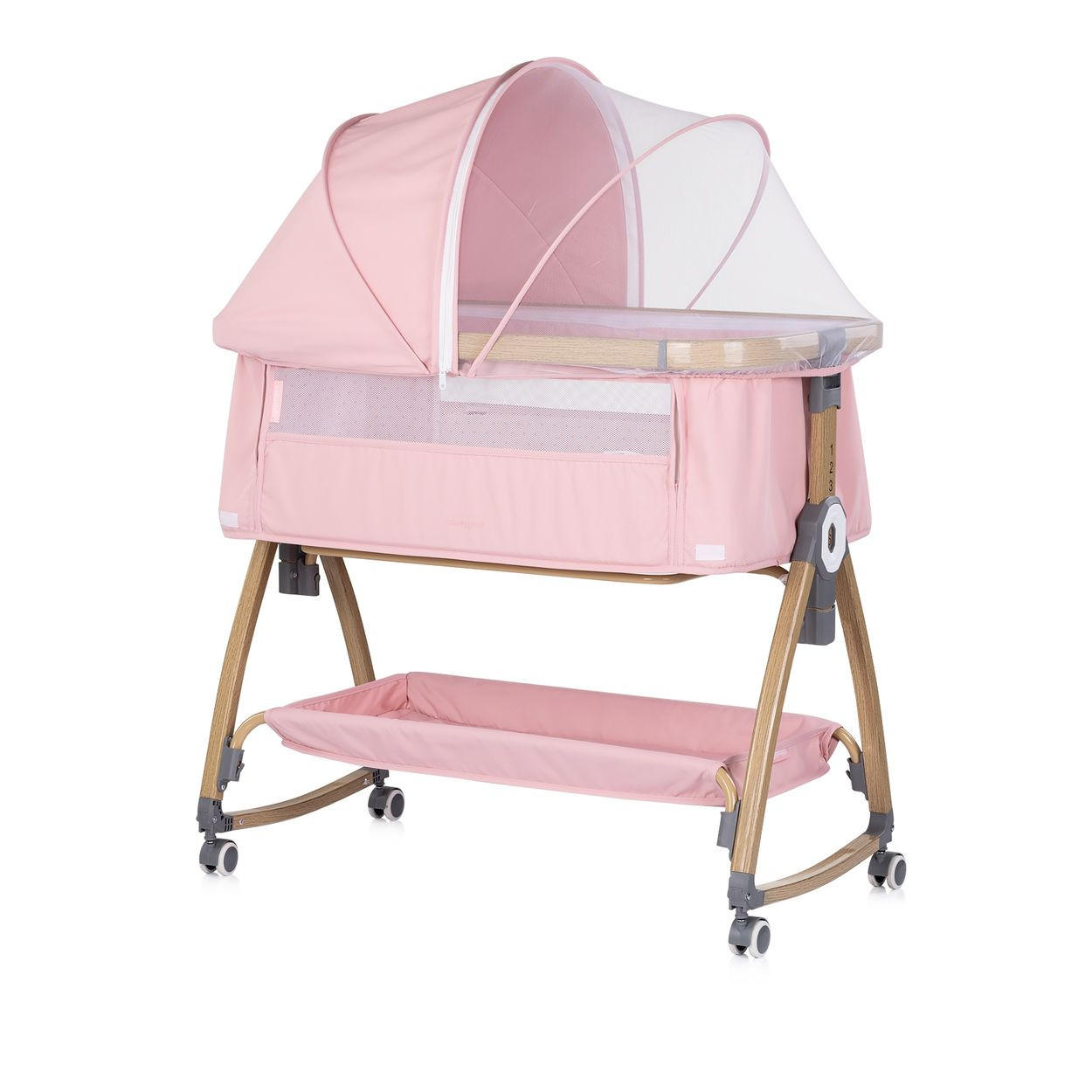 BEISTELLBETT Charisma rosa 84 x 49 cm, Wiegenfunktion, höhenverstellbar, Anti-Reflux, Moskitonetz - Rosa, Metall (49/84cm) - Chipolino