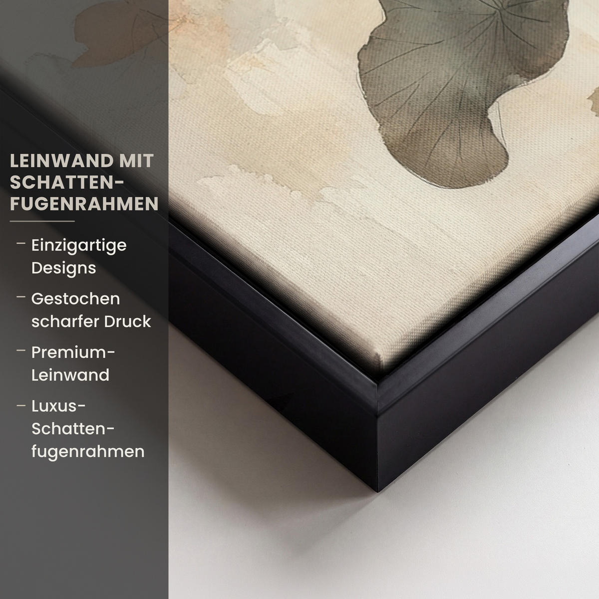 LEINWAND Bilder mit Rahmen - Blumen - Japandi - Wabi sabi - 60x80 - Sandfarben, Textil (60/80cm) - MuchoWow