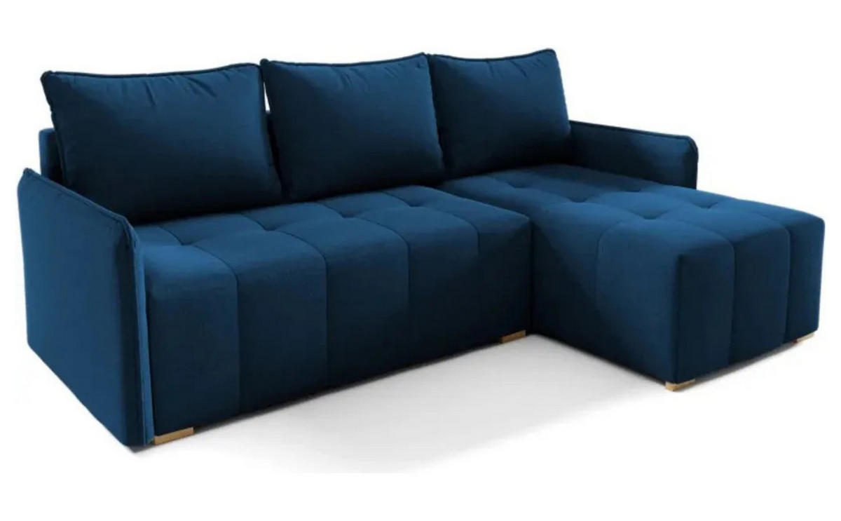 ECKSOFA GREND, L-Form mit Schlaffunktion und Bettkasten, Blau, rechts, Veloursstoff - Blau, Textil (210/140cm) - Sepro Meble