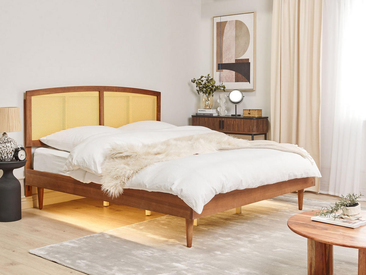 BETT 180/200 cm Braun Varzy - Braun/Naturfarben, Holz (180/200cm) - Beliani