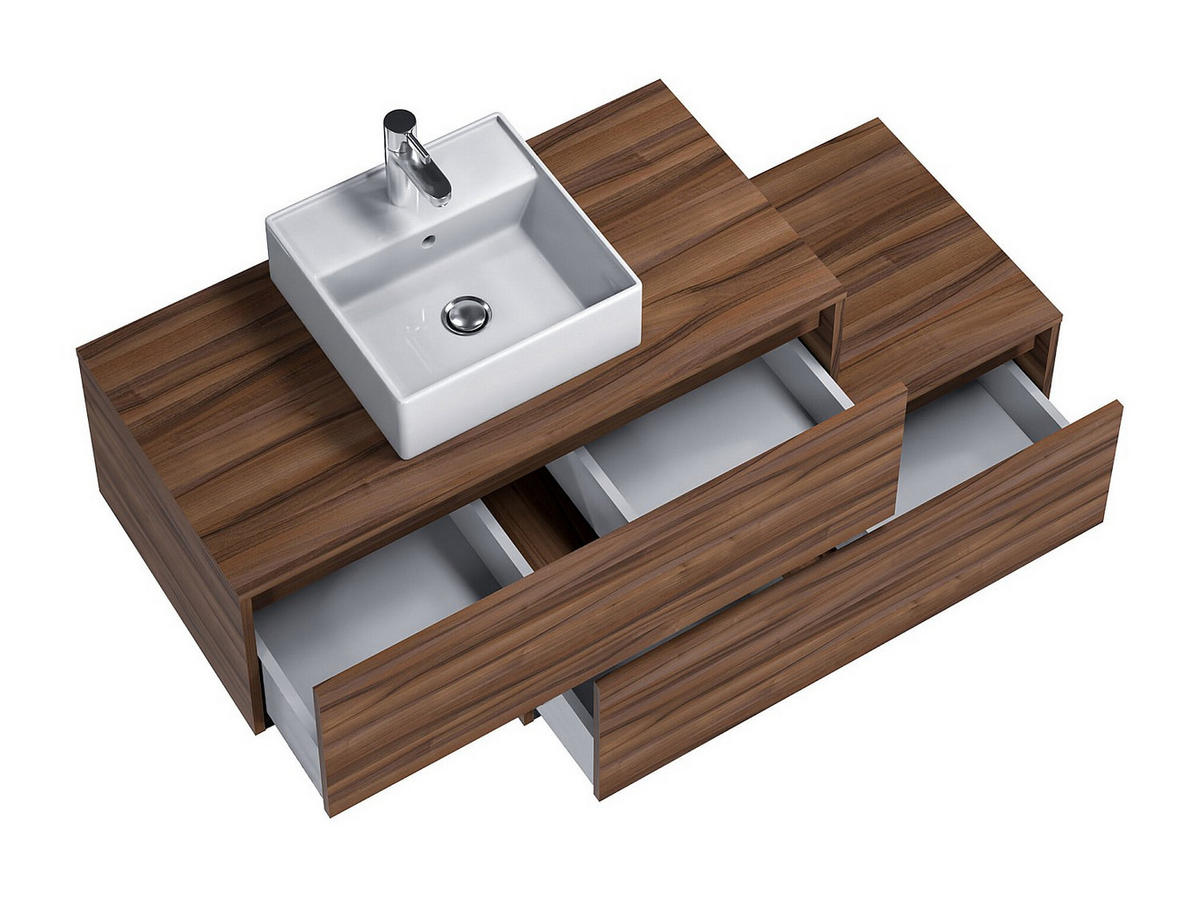 EINZELWASCHTISCH - 94cm x 47cm - Holzspan - naturfarben dunkel - TEANA - Naturfarben, Holz (94/32/47cm) - Vente-Unique