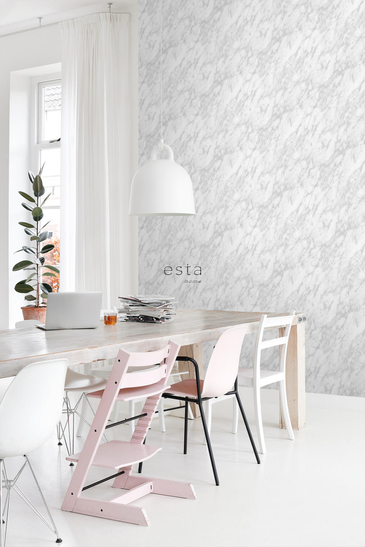 TAPETE Marmor-Optik 53 cm x 10.05 m - Weiß, Papier (53/1000cm) - ESTAhome