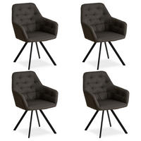 ARMLEHNSTUHL-SET 4 Stück in Stahl Leinen Grau - Grau, Textil (59/88/57cm) - Homestyle4u