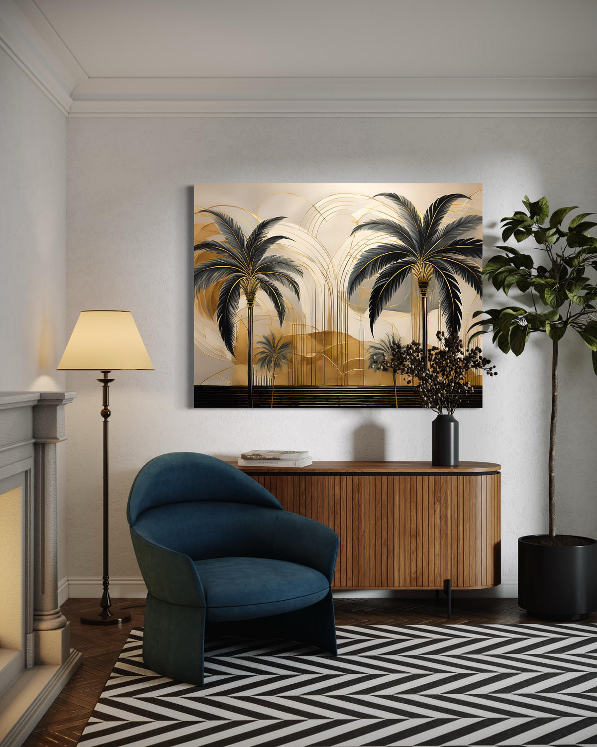 WANDBILD palmen tropische landschaft - Beige, Textil (60/40cm) - Feeby