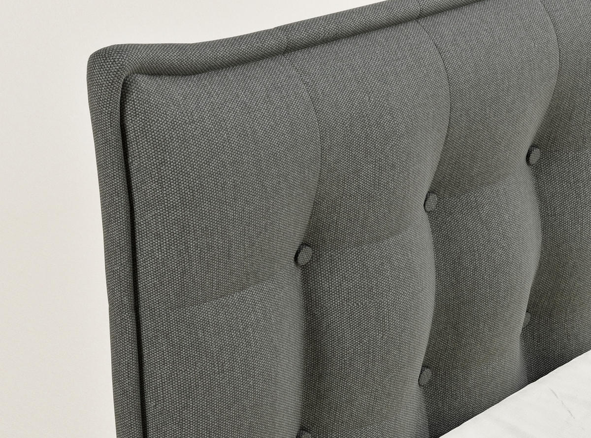 BOXSPRINGBETT Fatu 200/200 cm, in Graphit, Bettkasten, Matratze, Topper - Schwarz/Graphitfarben, Holz/Holzwerkstoff (200/200cm) - Maison de Reve