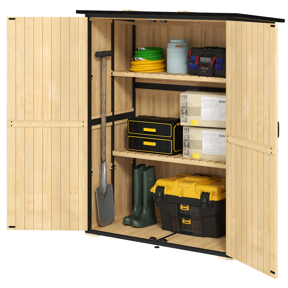 GARTENSCHRANK DE-09217 Naturholz - Naturfarben, Holz (74/173/140cm) - ComfortXL