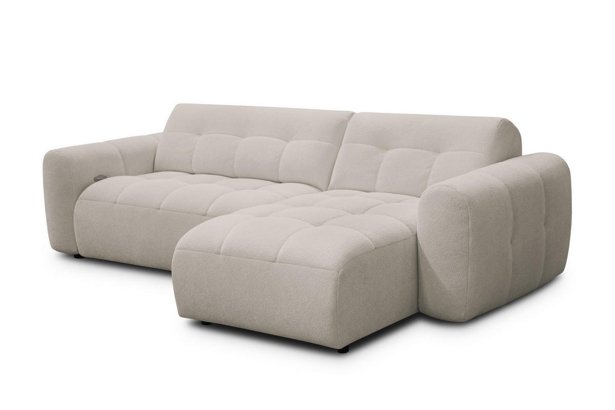 ECKSOFA LUMERO 4-Sitzer RECHTS, creme - Ecru/Schwarz, Holz/Textil (275/166cm) - Courtois Laville