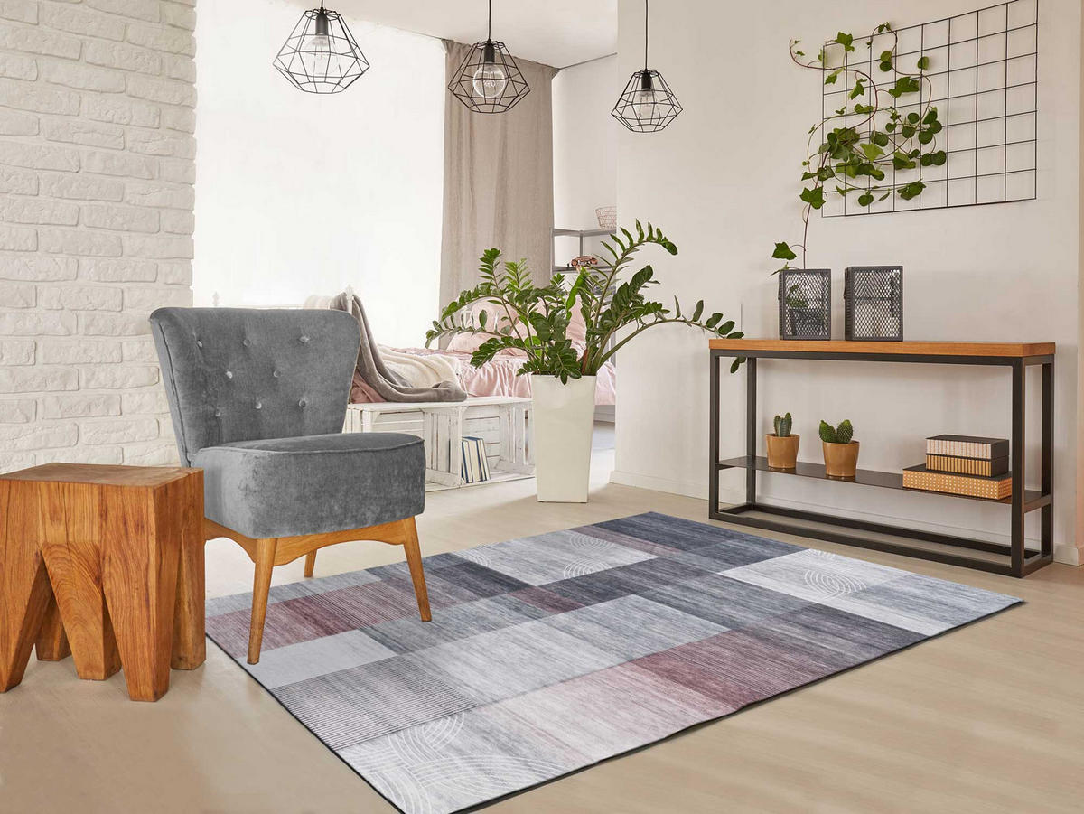 FLACHWEBETEPPICH Grau Class 80/150 cm - Rosa/Grau, Textil (80/150cm) - Atticgo