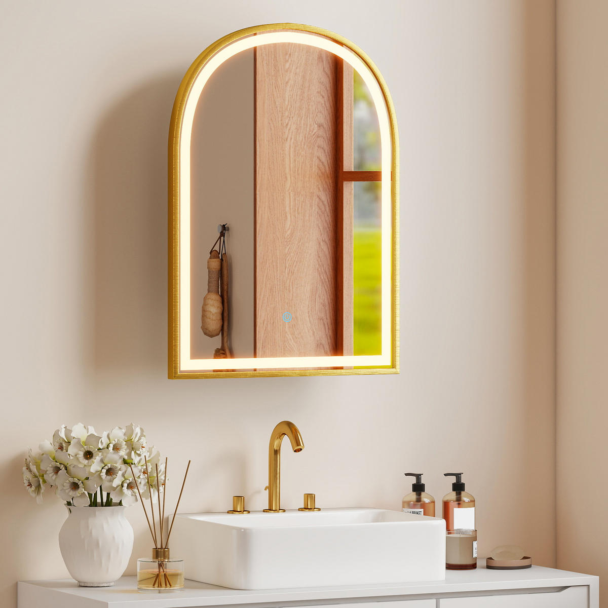 SPIEGELSCHRANK , beschlagfrei, 50 x 14,5 x 70 cm ,gold - Goldfarben, Glas (50/70/14.5cm) - Vallsero