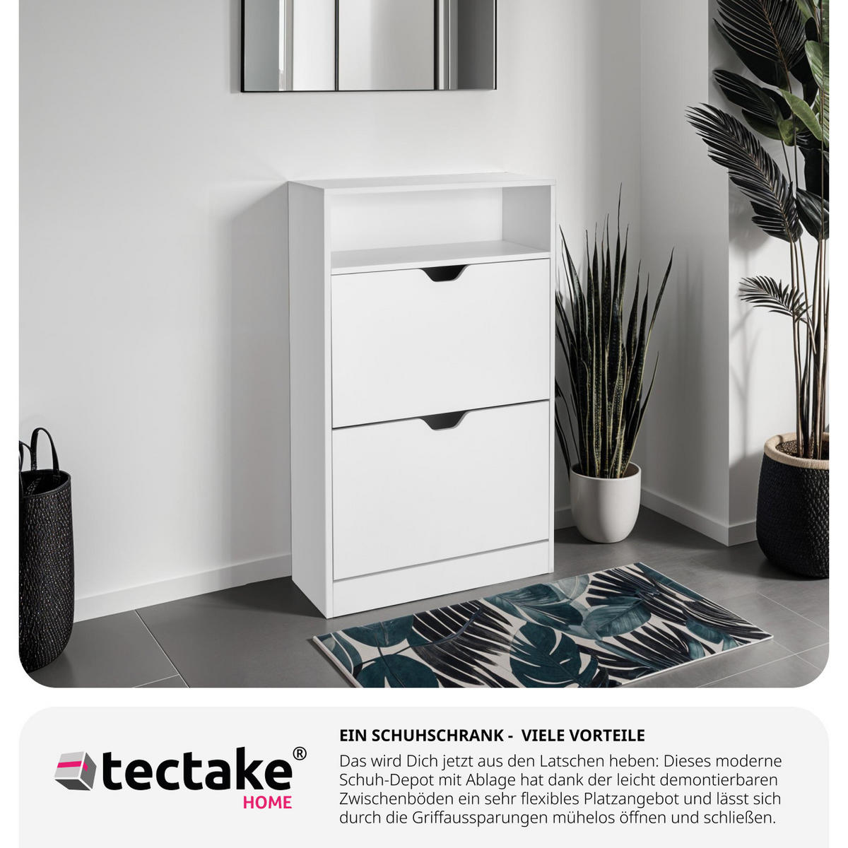 SCHUHSCHRANK Calea,60 x 24 x 102 cm,weiß - Weiß, Holzwerkstoff (60/102/24cm) - tectake
