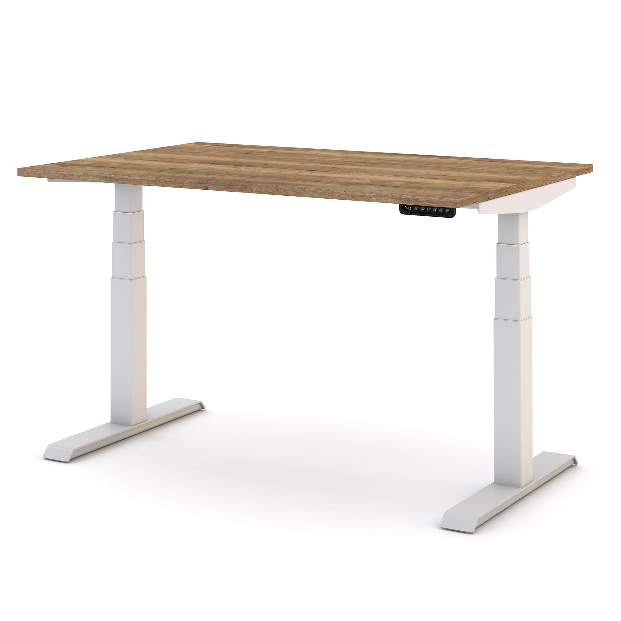 SCHREIBTISCH Elektrisch höhenverstellbarer Kinderschreibtisch JUNIOR Eiche Tabak Signalweiß 140/70/52.5-121cm - Eiche Wotan/Weiß, Holzwerkstoff/Metall (70/140/121cm) - ASSMANN