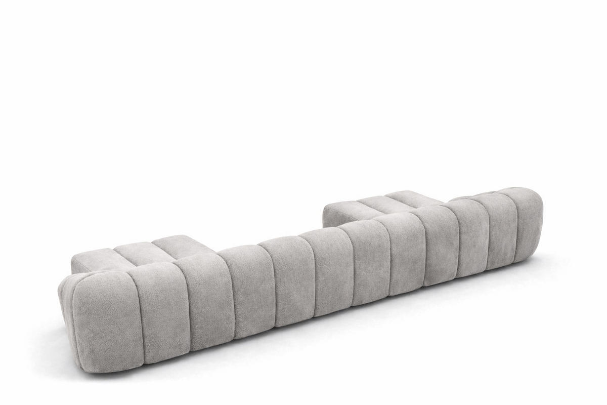 ECKSOFA Modulare U-Form, Veloursstoff Bluvel, Grau, CROISSANT U XL - Grau, Holz (448/72/190cm) - Kaiser Möbel