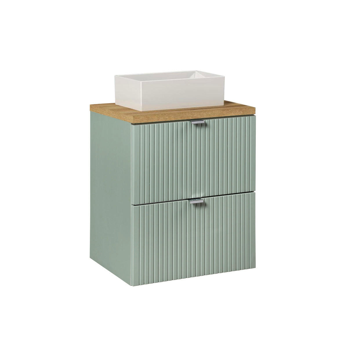 WASCHTISCH 50.4cm Jade Grün und Holz - Grün, Holzwerkstoff (50.4/59/40cm) - Petits-meubles