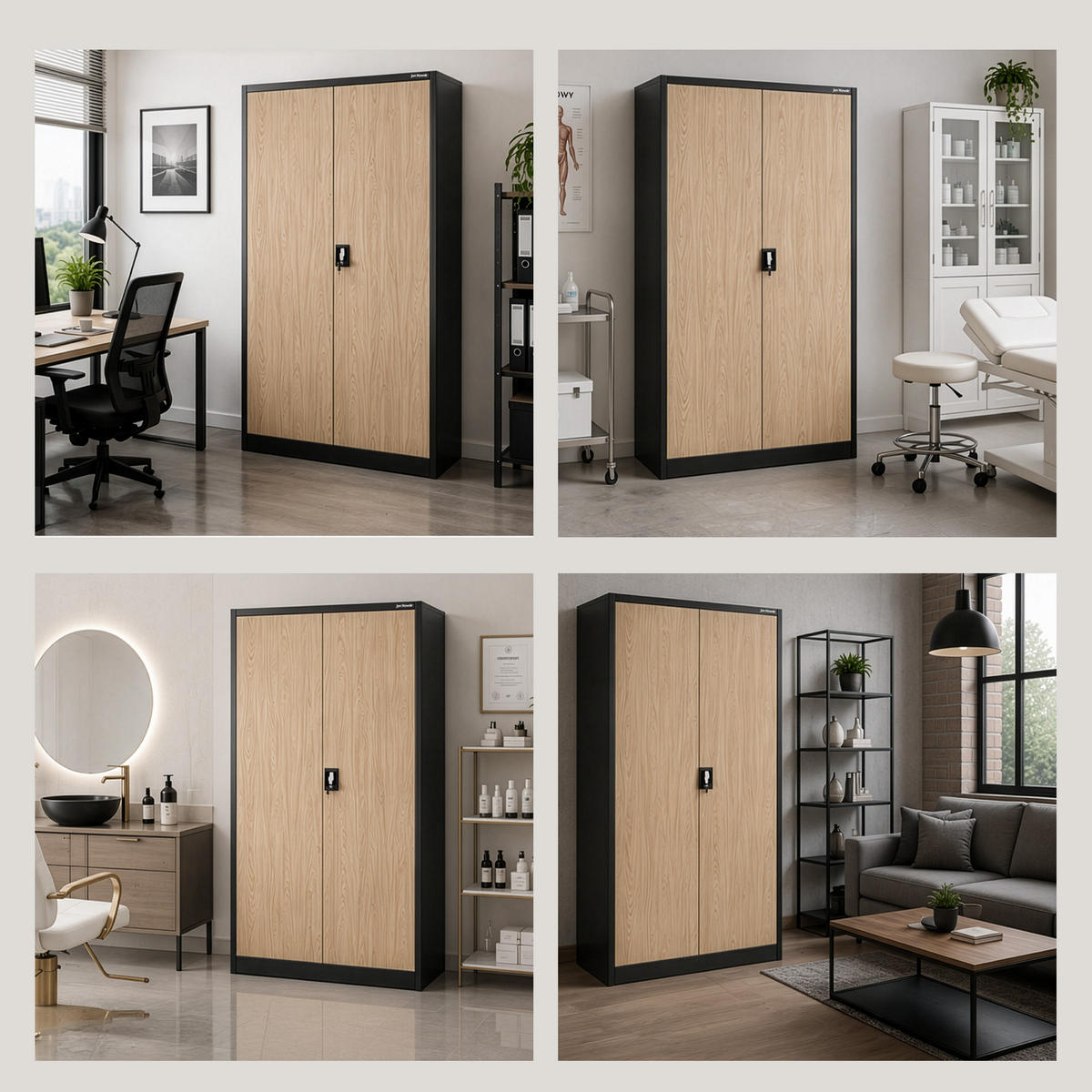 METALL-AKTENSCHRANK JAN II 185x115x40 cm - Anthrazit/Sonoma Eiche, Metall (115/185/40cm) - Jan Nowak