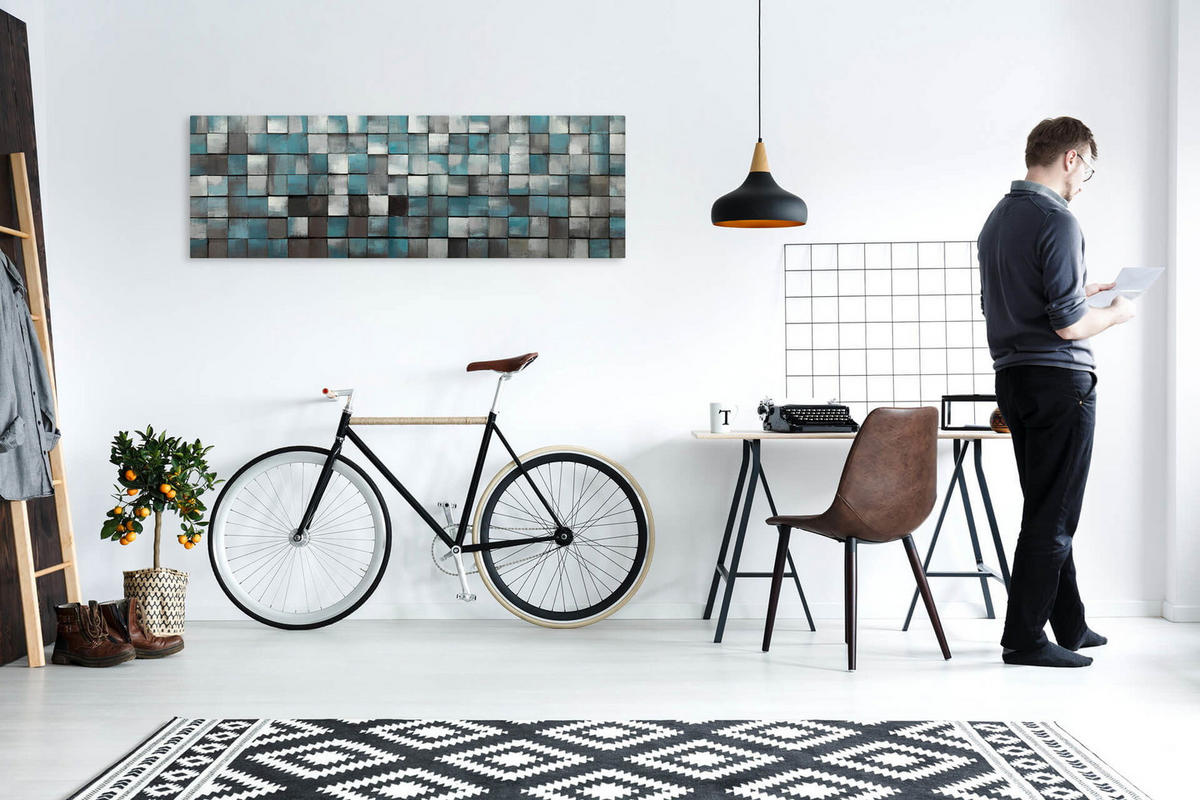 HOLZBILD Blau 144/44 cm - Blau, Holz (7.8/44cm) - KUNSTLOFT
