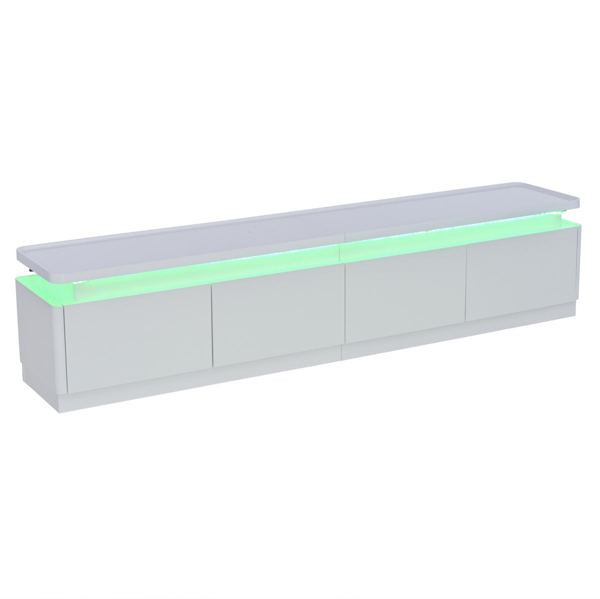 LOWBOARD 180/34/40 cm in Weiß mit LED-Beleuchtung und 4 Schubladen - Weiß, Holzwerkstoff (180/40/34cm) - Flora Grace
