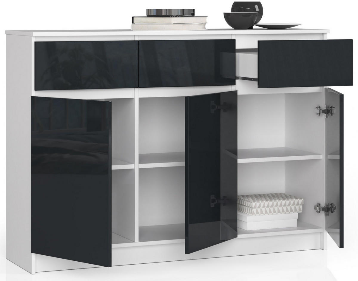 KOMMODE Weiß, Graphit Glanz 99/138/40 - Weiß, Holzwerkstoff (138/99/40cm) - RAUMHIRSCH FURNITURE