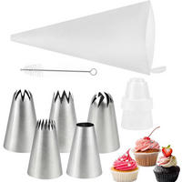 SPRITZBEUTEL-SET mit 5 Edelstahl-Tüllen und Adapter - Weiß, Metall (17/5.9/30.5cm)