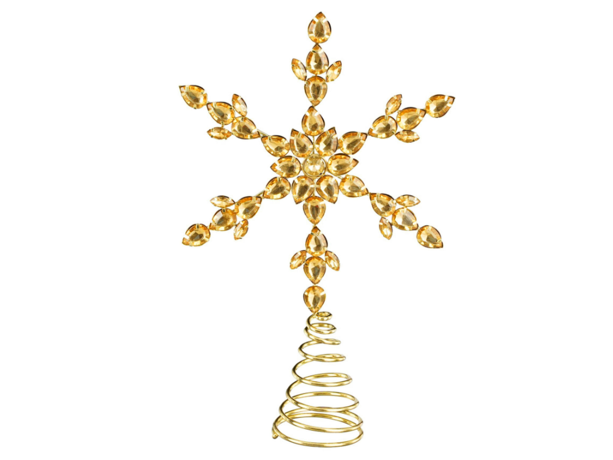 CHRISTBAUMSPITZE Schneeflocke Gold III, 28 cm, Metall - Goldfarben, Metall (17.5/28/17.5cm) - LAALU