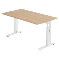 SCHREIBTISCH Serie-O 80/140/74 cm in Eichefarben/Weiß - Eichefarben/Weiß, Holzwerkstoff (80/140/74cm) - bümö