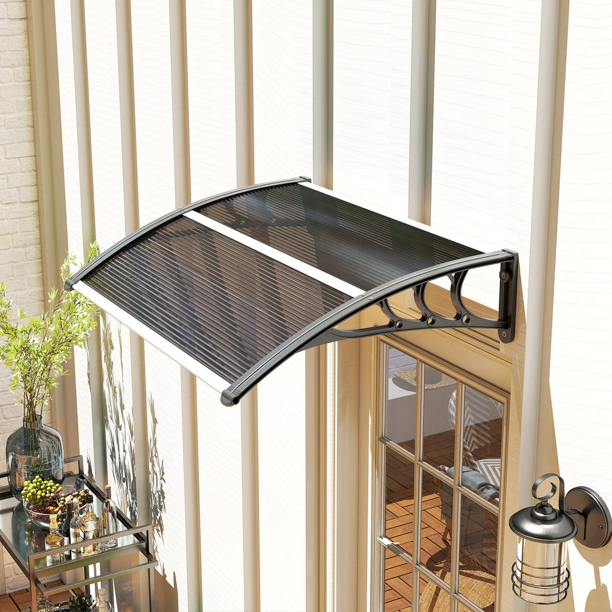 VORDACH DE-07495 wetterbeständig mit UV-Schutz Schwarz - Schwarz, Kunststoff (75/23/100cm) - ComfortXL