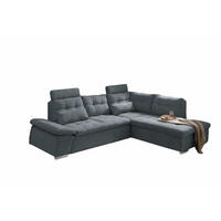 ECKSOFA mit Schlaffunktion, Bettkasten und verstellbarer Armlehne - Chromfarben/Anthrazit, Textil (219/260cm) - ed exciting design