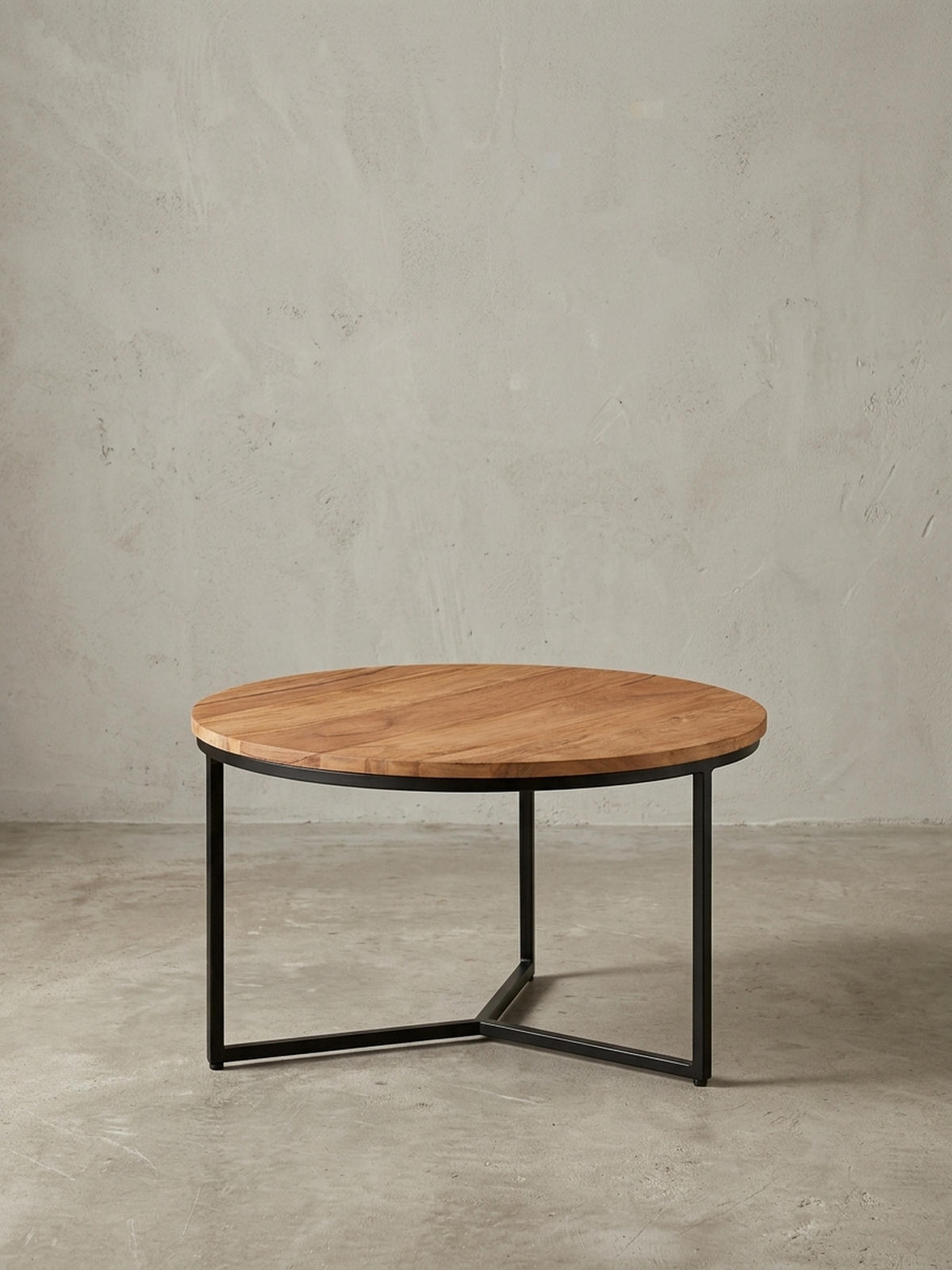 COUCHTISCH aus Akazienholz mit robustem Eisengestell und integriertem Stauraum - Beige/Schwarz, Holz/Metall (60/60/38cm) - KADIMA DESIGN