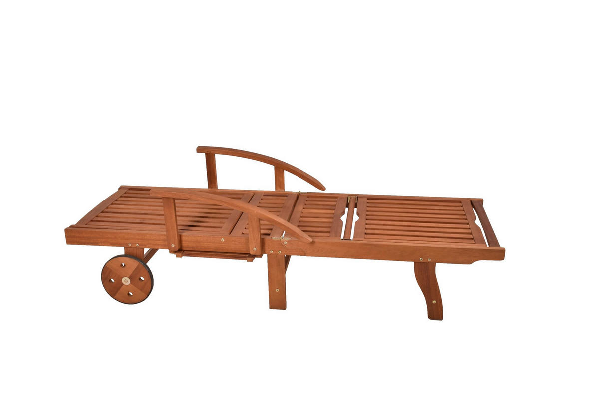 SONNENLIEGE Rolando Verstellbar Eukalyptus Gartenliege - Naturfarben, Holz (74/91/195cm) - DELUKE