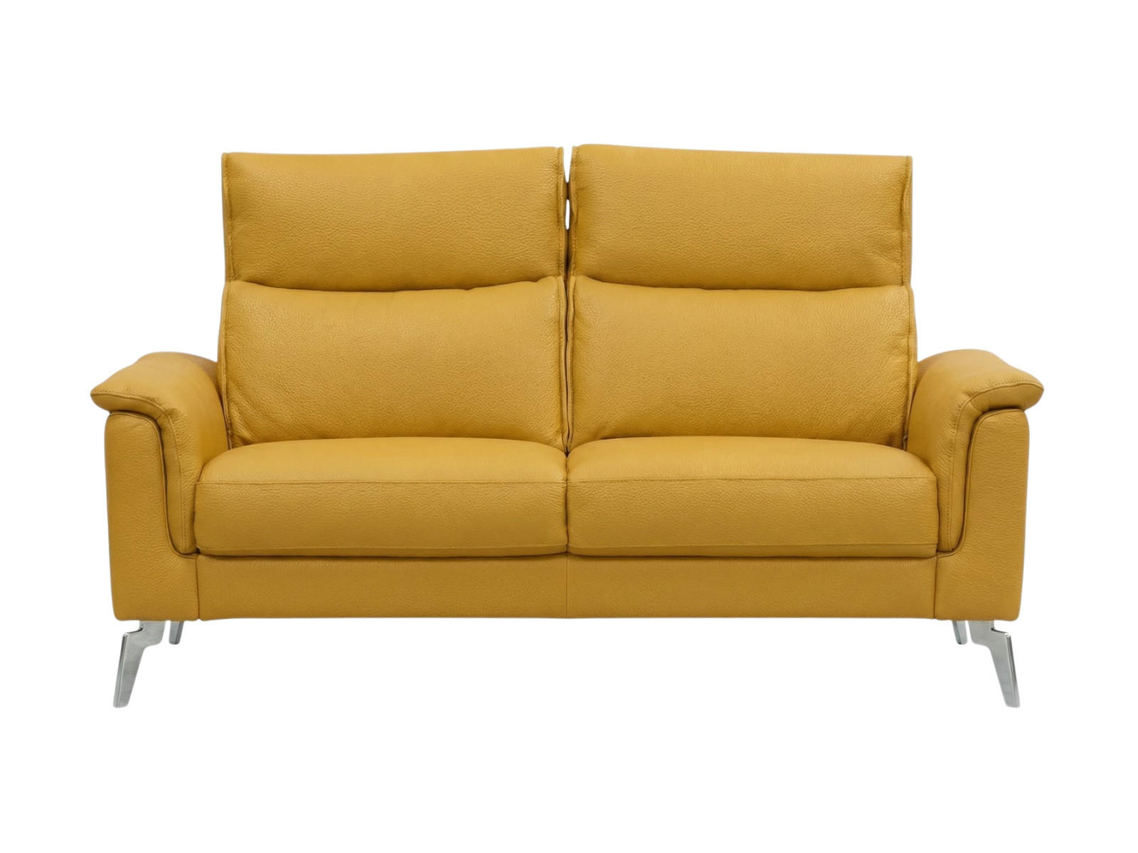 2-SITZER Sofa Borea Echtleder Senfgelb - Gelb, Leder/Metall (176/102/98cm)