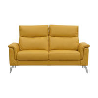 2-SITZER Sofa Borea Echtleder Senfgelb - Gelb, Leder/Metall (176/102/98cm)