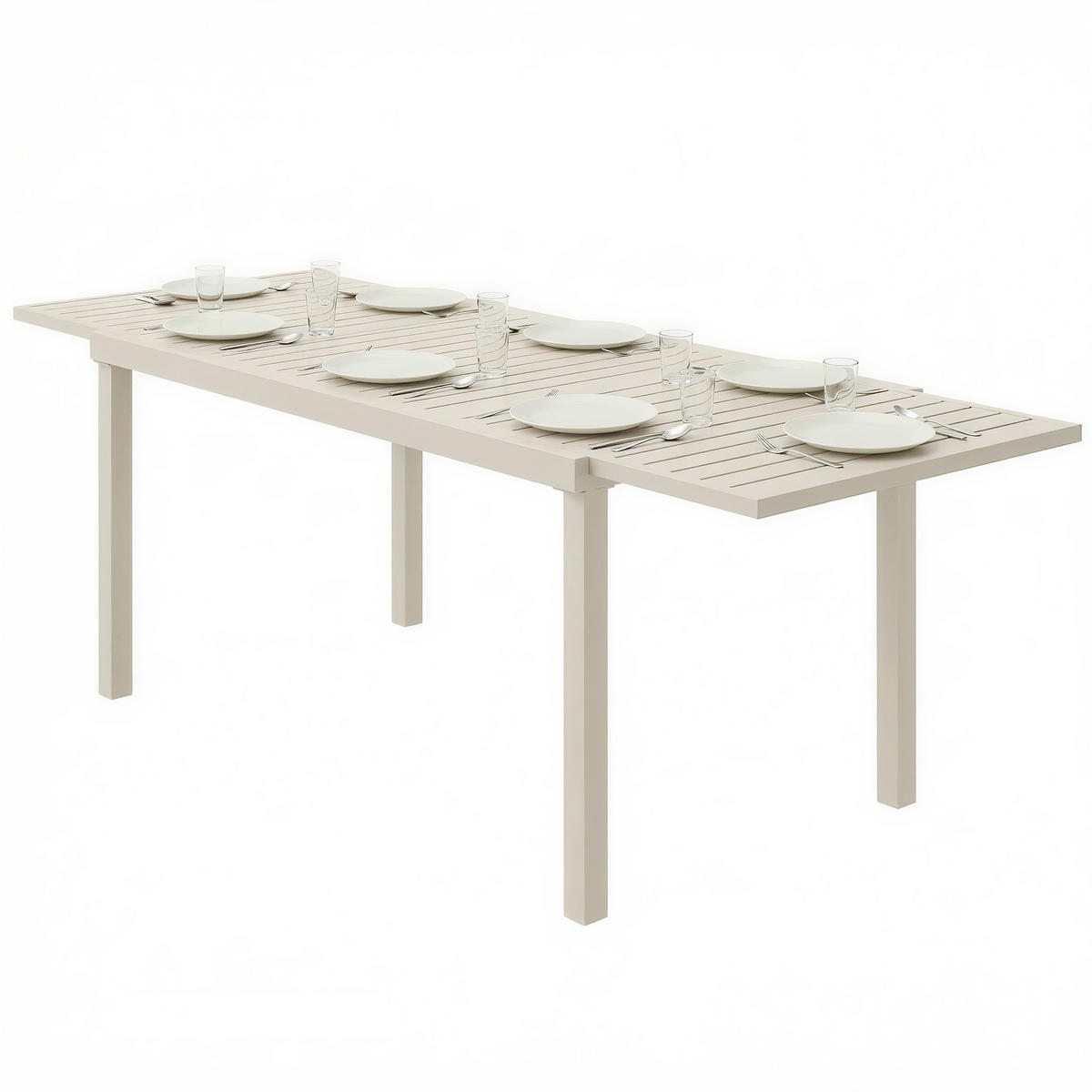 GARTENTISCH DE-14179 150-225 cm, für 6-8 Personen Weiß - Weiß, Metall (225/85/75cm) - ComfortXL