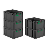 EUROBOX 5x NextGen Color 22x30x40 cm 20 Liter Griffe grün zu, Schwarz - Schwarz/Grün, Kunststoff (30/22/40cm) - PROREGAL
