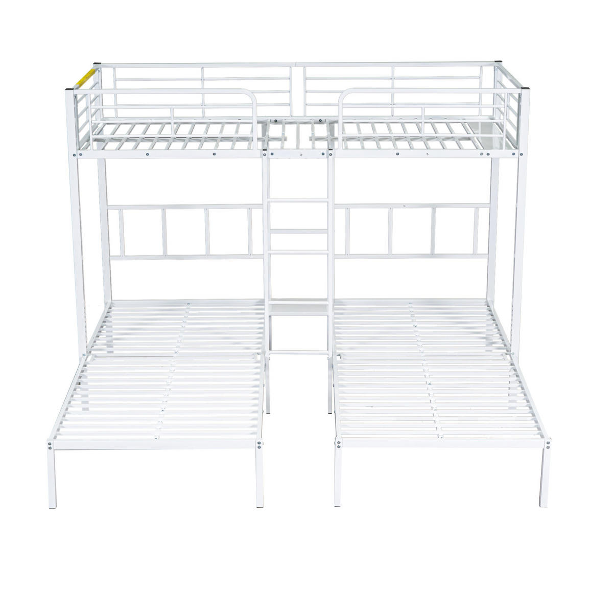 ETAGENBETT 90/200 cm für 3 Personen mit Leiter, Ablage und Tisch, Weiß - Weiß, Metall (90/200cm) - Redom