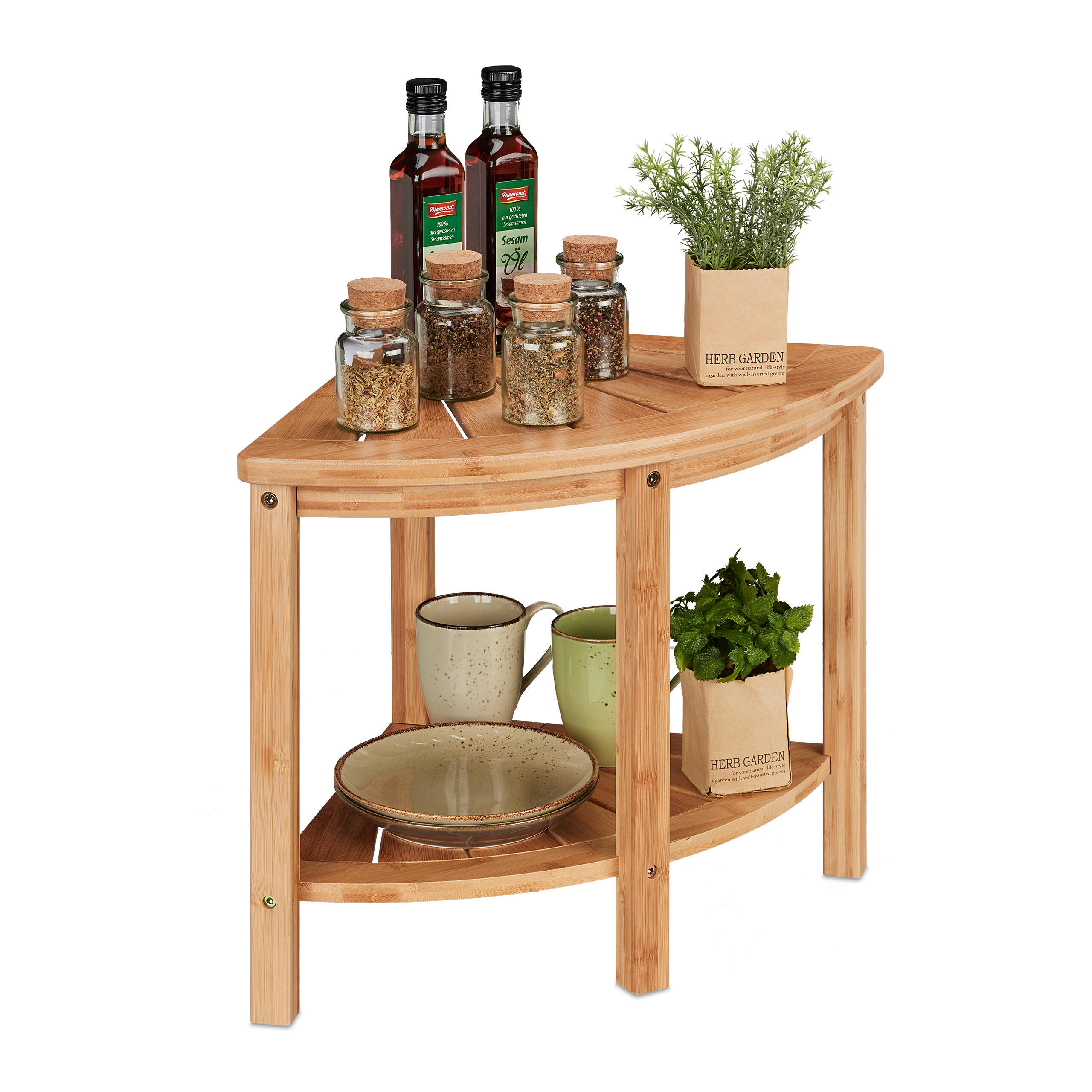 ECKREGAL - Hellbraun, Holz (55/42/39.5cm) - Relaxdays