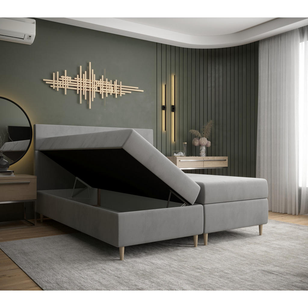 Thumbnail - Bedante Boxbett, Rot, Textil, Höhe ca. 19 cm, 140x200 cm, Oeko-Tex® Standard 100, Schlafzimmer, Betten, Boxspringbetten