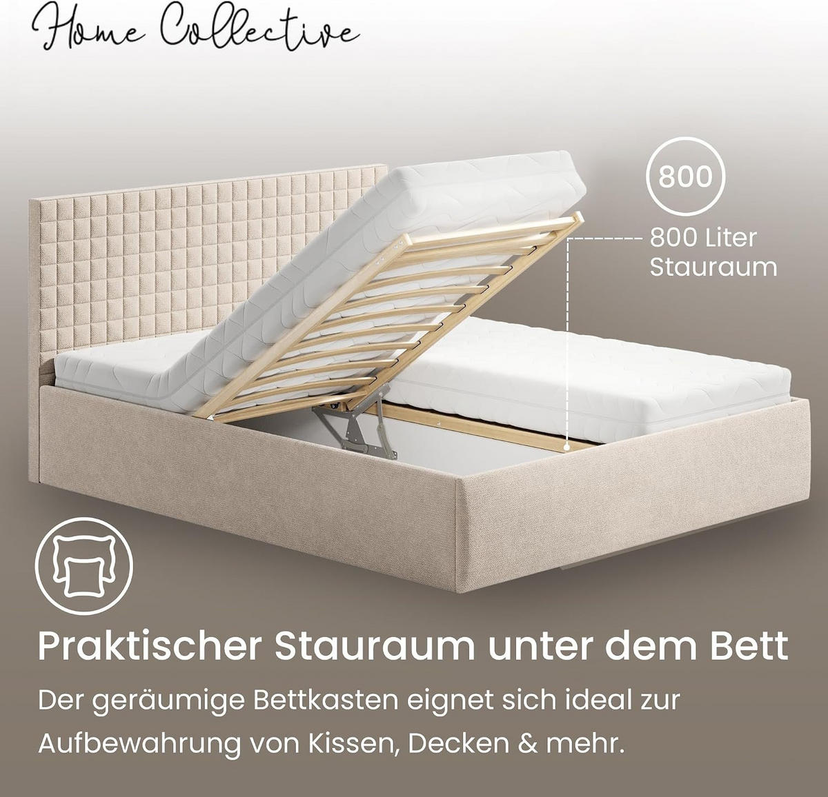 POLSTERBETT VARDO-Stoff 160x200 cm in Beige - Beige, Textil (160/200cm) - Home Collective