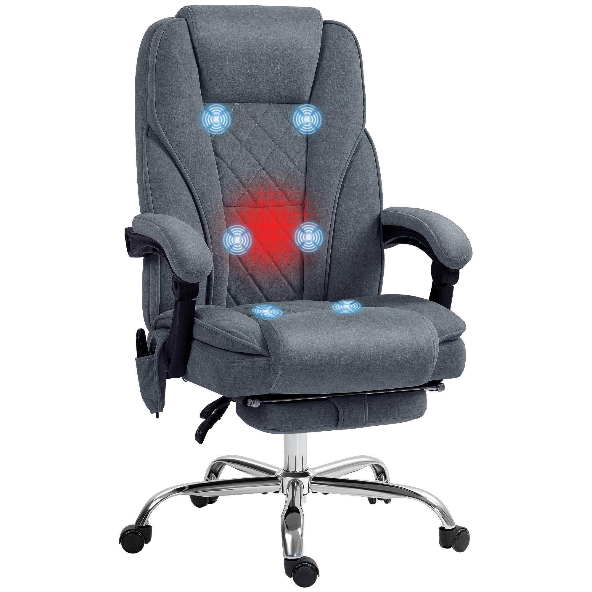 CHEFSESSEL DE-11728 mit massage- & heizfunktion neigbar Grau - Dunkelgrau, Textil (72/119/67cm) - ComfortXL