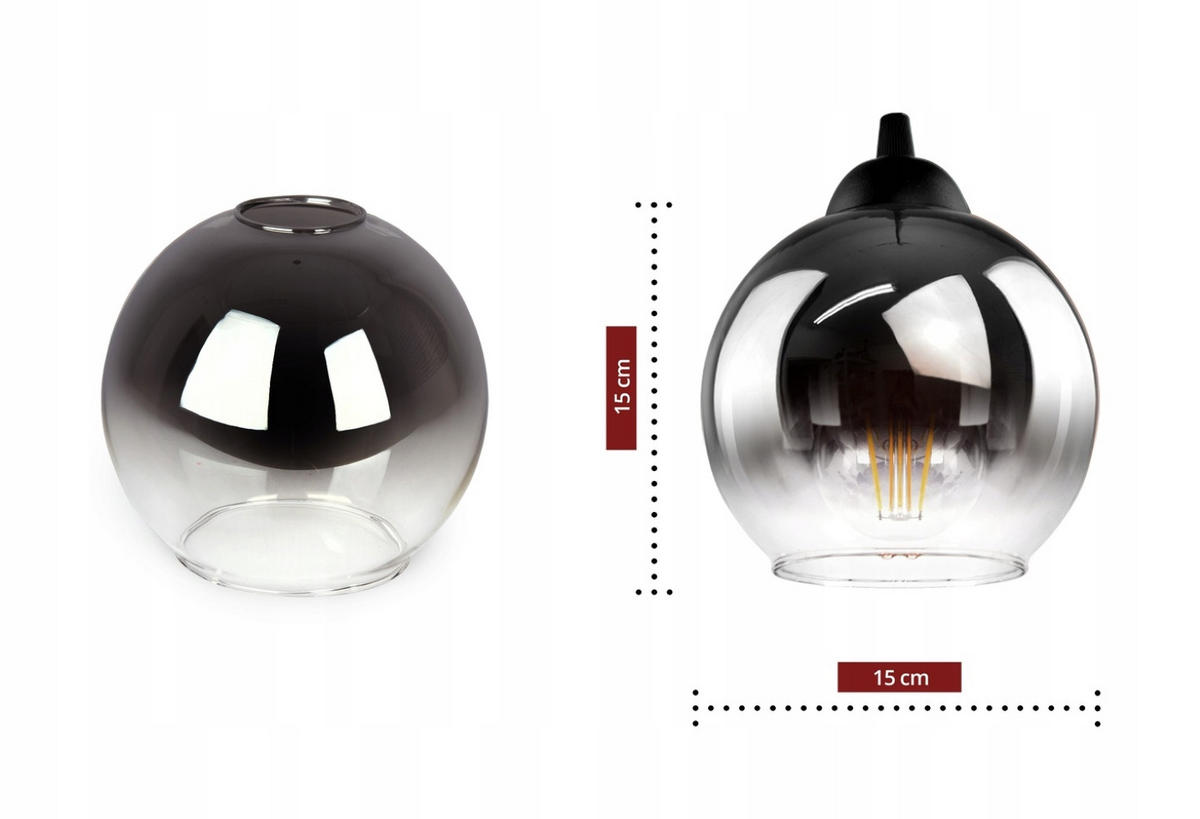 PENDELLEUCHTE MASUR - Transparent/Anthrazit, Glas/Metall (15/15/80cm) - kiki design