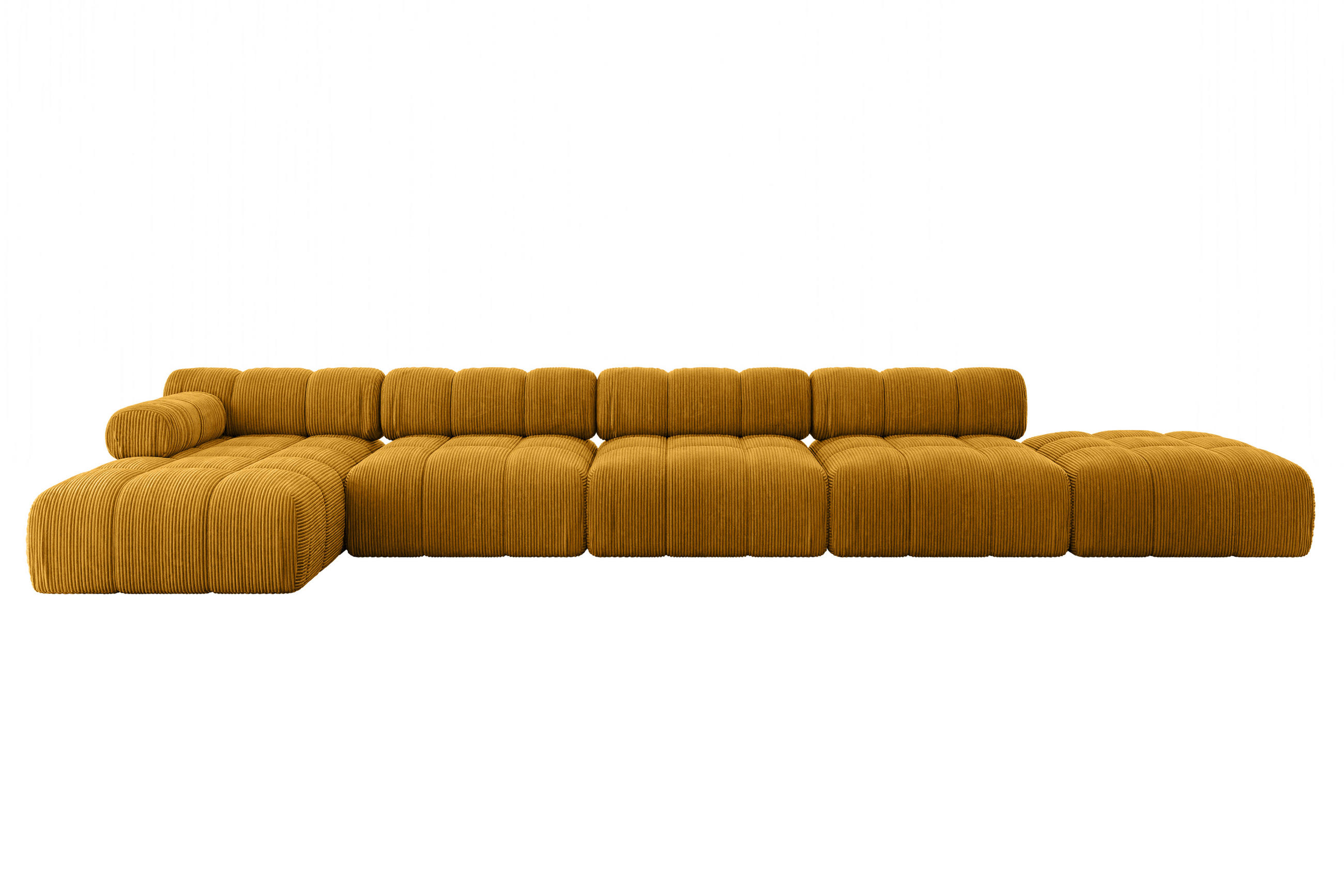 ECKSOFA modulares Sofa Lizur-L3 - 475x160x70 cm Senfgelb Cord - Currygelb, Holzwerkstoff/Textil (475/160cm) - ALTDECOR