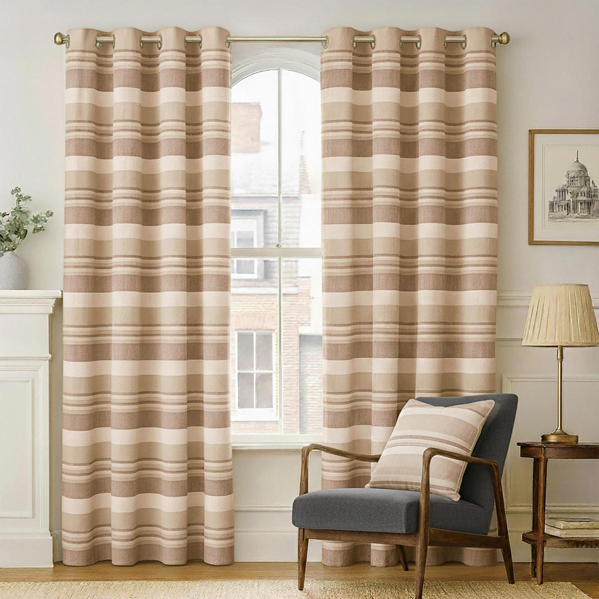 ÖSENVORHANG Morocco blickdicht 2er-Set, 167/228 cm - Beige, Textil (167/228cm) - Homescapes