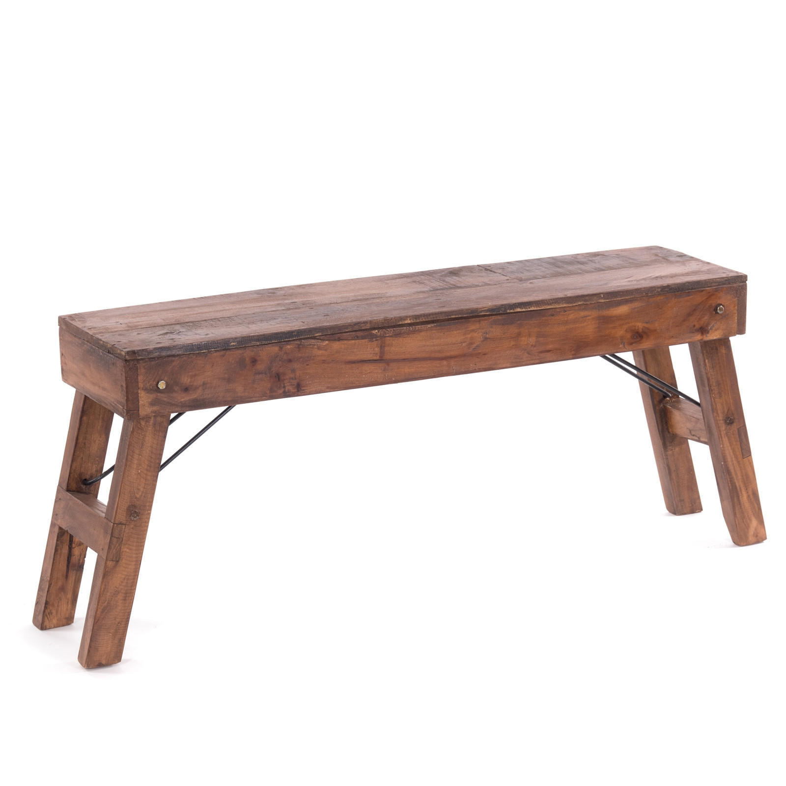 SITZBANK Aldo Recyclingholz massiv, Bein einklappbar 02 hellbraun - Hellbraun, Holz (112/48/28cm) - DESIGN DELIGHTS